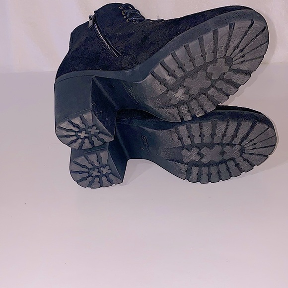 Forever Black Platform Faux Suede String Up Boots - Picture 7 of 8